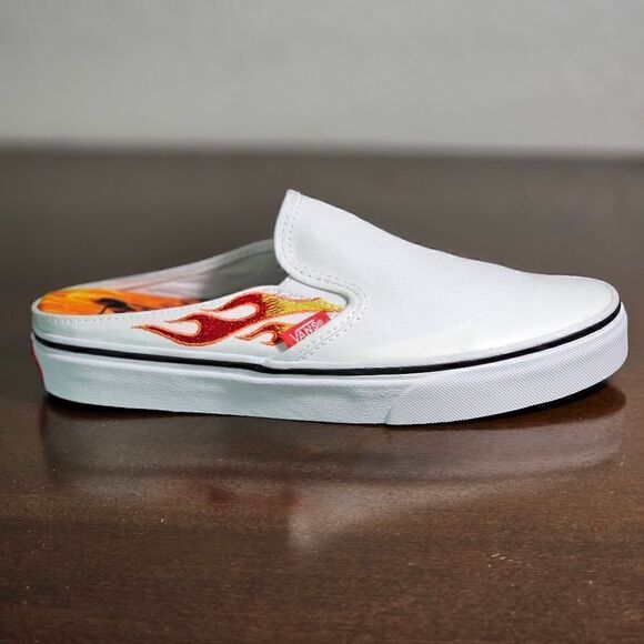 Vans X A$AP Worldwide Slip On White Shoes Mules Flames ASAP Rocky Collab Size 7 - Picture 4 of 11